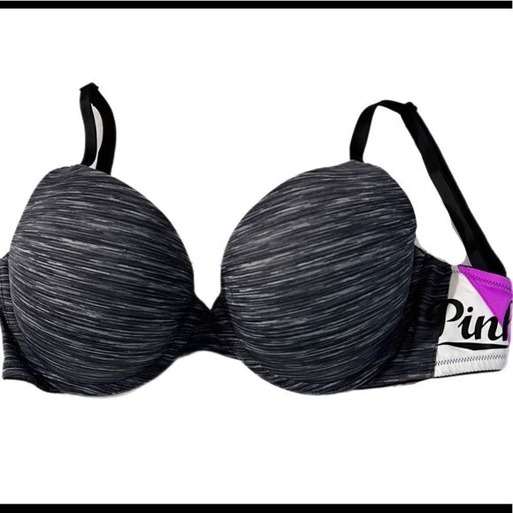 Victoria’s Secret Pink wear everywhere Push Up Padded Pink Logo Bra 32DD - Picture 1 of 5